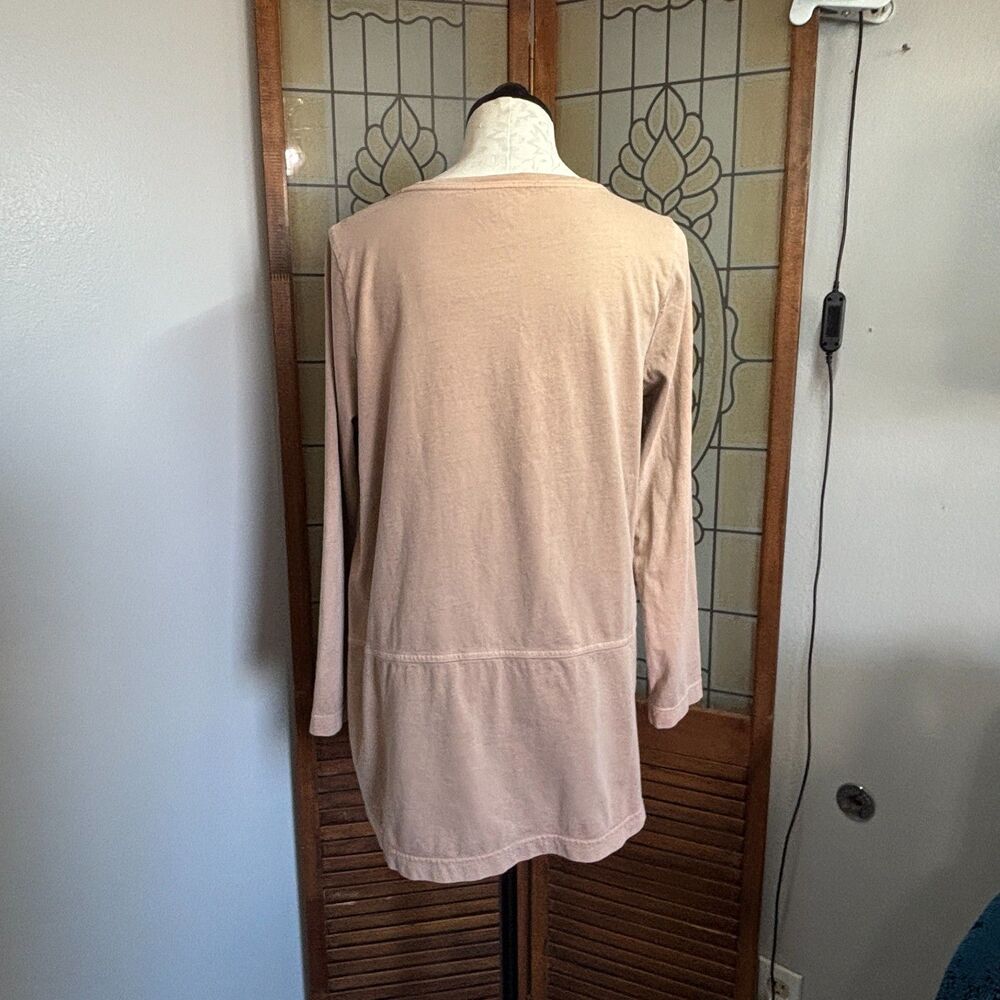Pure Jill Organic Cotton Long Sleeve Tunic Side Slit Flowy Basic Blouse Size L - Picture 4 of 13